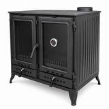 MEGA Black Cast Iron Stove with Oven Durable Cast Iron Fireplace  Largest Firebox & Cooking Oven in Its Class