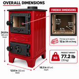 Portable  Red Wood Burning Stove – Compact Cabin & Camping Cook Stove