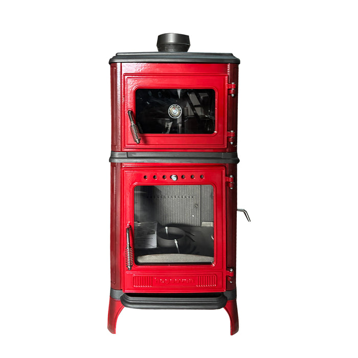 Vertical Cast Iron Stove Red