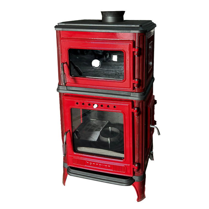 Vertical Cast Iron Stove Red