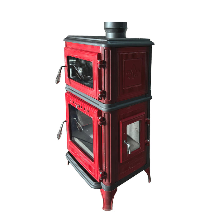 Vertical Cast Iron Stove Red