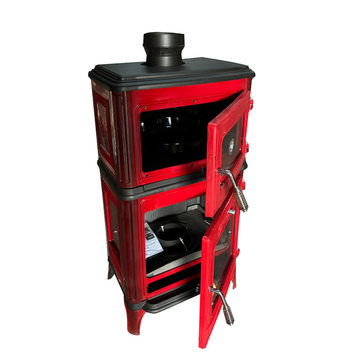 Vertical Cast Iron Stove Red