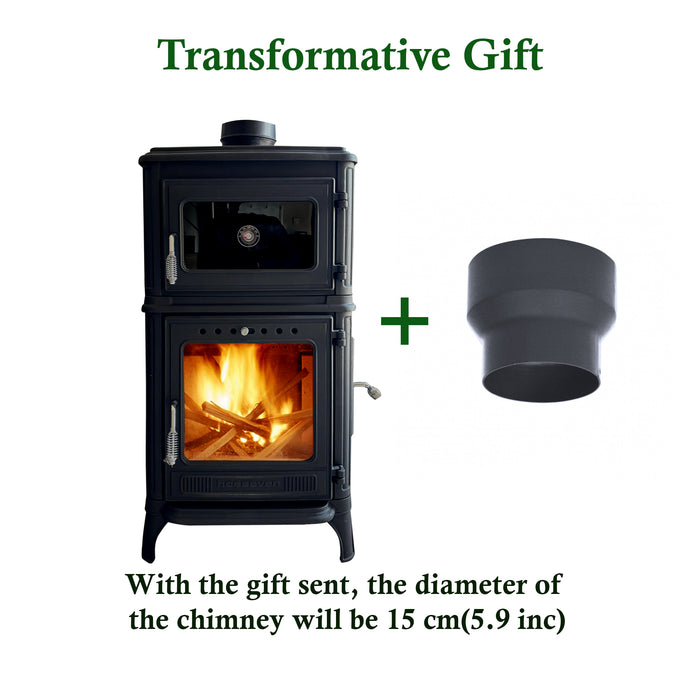 Vertical Cast Iron Stove Black