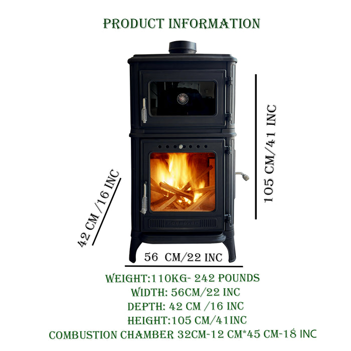 Vertical Cast Iron Stove Black