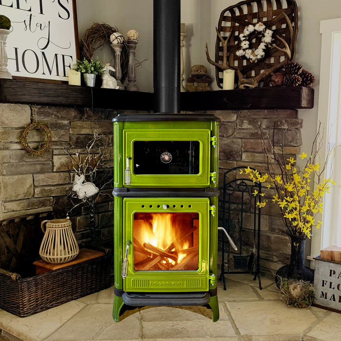 Vertical Cast Iron Stove Green