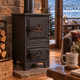 Portable White Wood-Burning Stove Without a Flue – Compact Cabin & Camping Cookstove Black