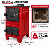 Portable White Wood-Burning Stove Without a Flue – Compact Cabin & Camping Cookstove Red