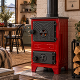 Portable White Wood-Burning Stove Without a Flue – Compact Cabin & Camping Cookstove Red