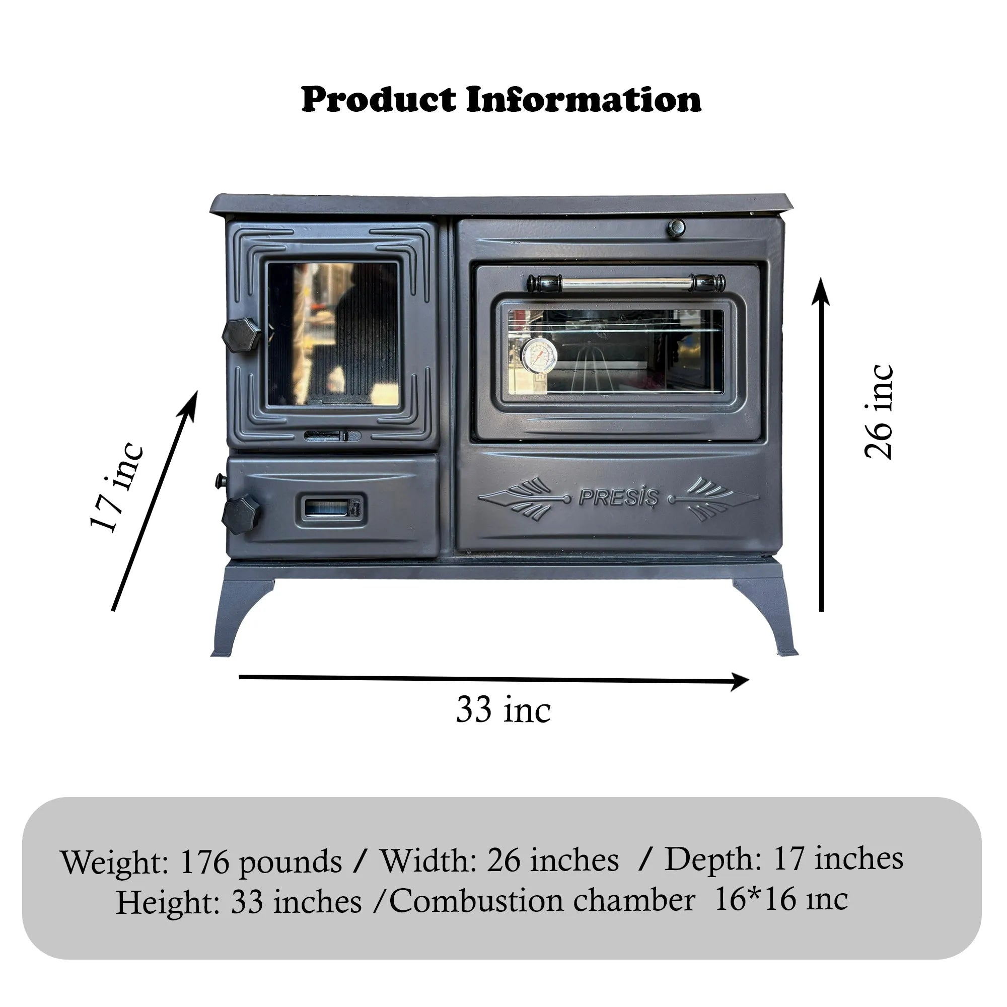 Black Cast Iron Burning Fireplace Wood Stove - CastingFire
