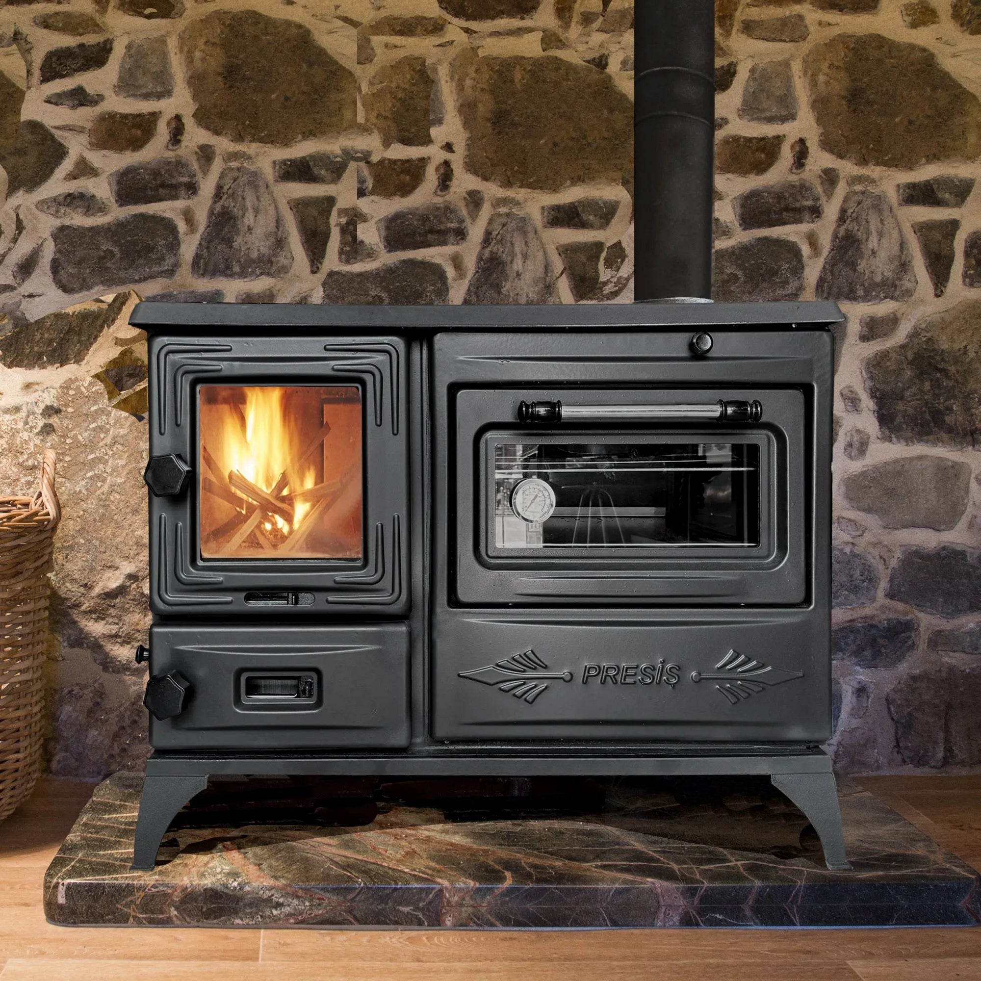 Black Cast Iron Stove Farmhouse Kitchen Home Stove With Oven Transformative Gift - CastingFire