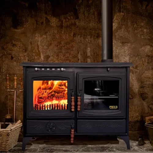 Black Cast Iron Stove with Oven Durable Cast Iron Fireplace - CastingFire
