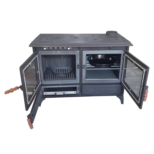 Black Cast Iron Stove with Oven Durable Cast Iron Fireplace - CastingFire