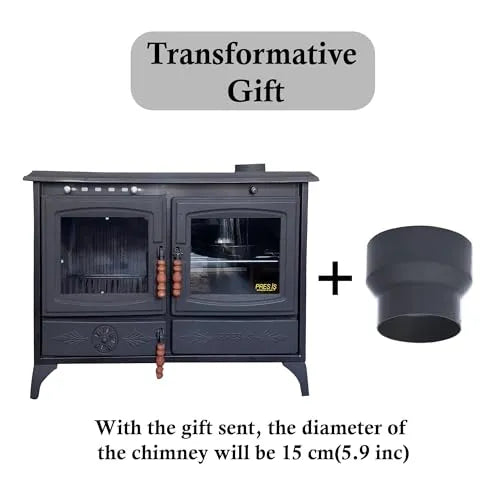 Black Cast Iron Stove with Oven Durable Cast Iron Fireplace - CastingFire