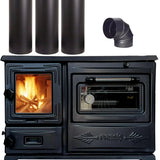 Black Cast Iron Wood Stove Pipe Set - 3 Straight Pipes + 1 Elbow Pipe - TheCastingFire
