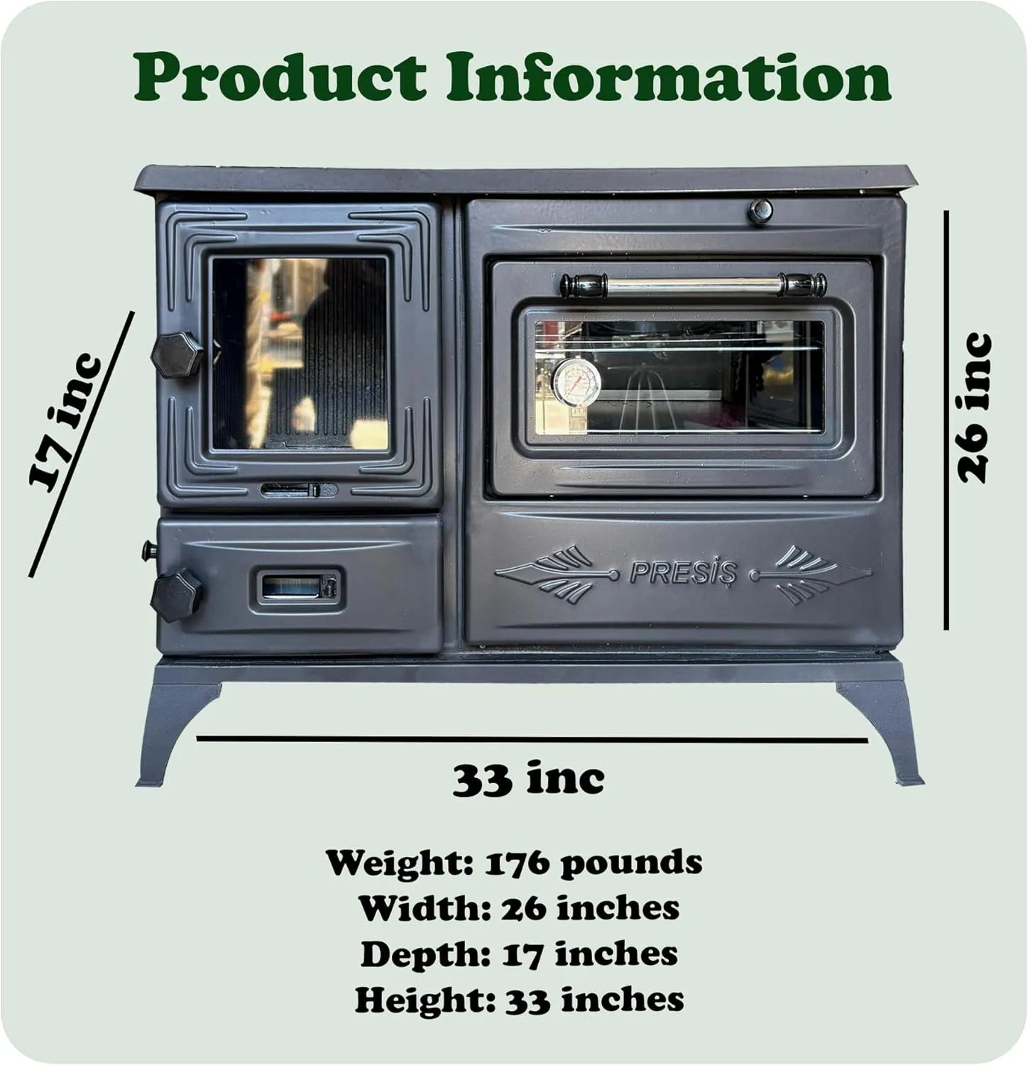 Black Cast Iron Wood Stove Pipe Set - 3 Straight Pipes + 1 Elbow Pipe - TheCastingFire