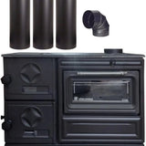 Black Cast Iron Wood Stove Pipe Set - 3 Straight Pipes + 1 Elbow Pipe - TheCastingFire