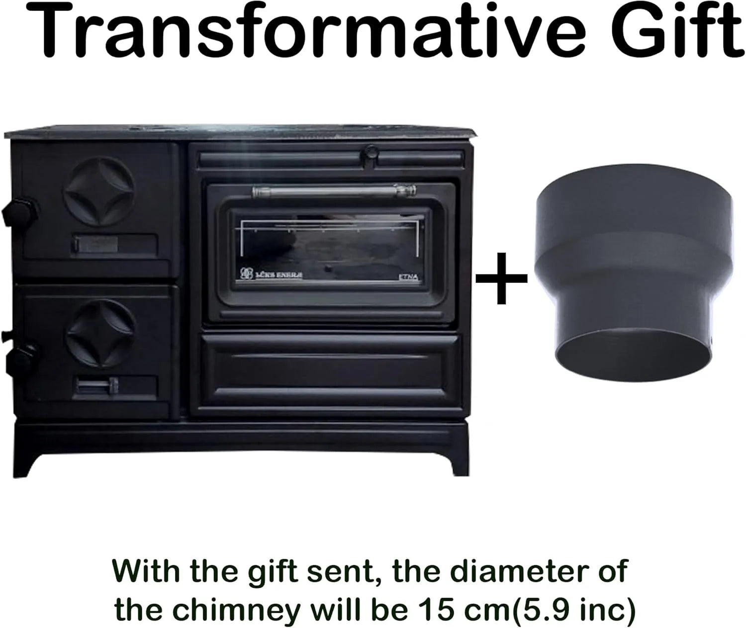 Black Cast Iron Wood Stove Pipe Set - 3 Straight Pipes + 1 Elbow Pipe - TheCastingFire