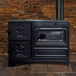 Black Cast Iron Wood Stove Pipe Set - 3 Straight Pipes + 1 Elbow Pipe - TheCastingFire