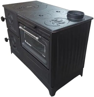 Black Cast Iron Wood Stove Pipe Set - 3 Straight Pipes + 1 Elbow Pipe - TheCastingFire