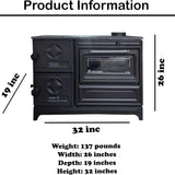 Black Cast Iron Wood Stove Pipe Set - 3 Straight Pipes + 1 Elbow Pipe - TheCastingFire