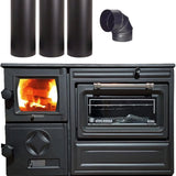 Cast Iron Wood Stove Pipe Set - 3 Straight Pipes + 1 Elbow Pipe - TheCastingFire