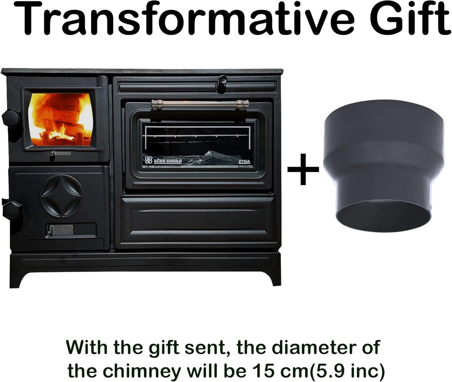 Cast Iron Wood Stove Pipe Set - 3 Straight Pipes + 1 Elbow Pipe - TheCastingFire