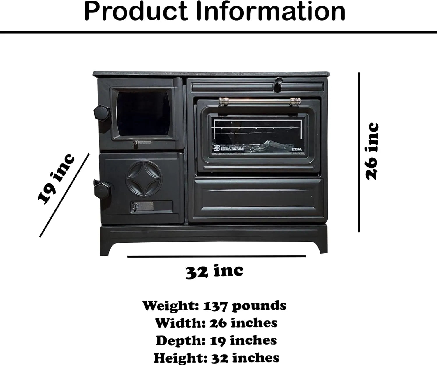 Cast Iron Wood Stove Pipe Set - 3 Straight Pipes + 1 Elbow Pipe - TheCastingFire