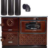 Brown Cast Iron Wood Stove Pipe Set - 3 Straight Pipes + 1 Elbow Pipe - TheCastingFire