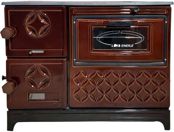 Brown Cast Iron Wood Stove Pipe Set - 3 Straight Pipes + 1 Elbow Pipe - TheCastingFire