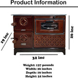 Brown Cast Iron Wood Stove Pipe Set - 3 Straight Pipes + 1 Elbow Pipe - TheCastingFire