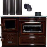 Brown Cast Iron Wood Stove Pipe Set - 3 Straight Pipes + 1 Elbow Pipe - TheCastingFire