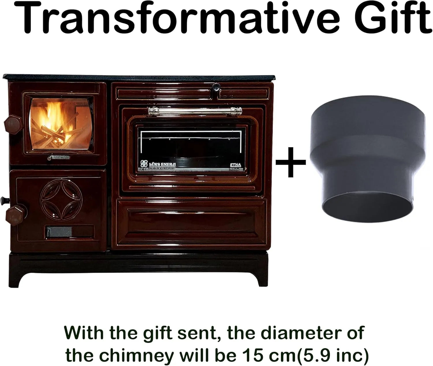 Brown Cast Iron Wood Stove Pipe Set - 3 Straight Pipes + 1 Elbow Pipe - TheCastingFire