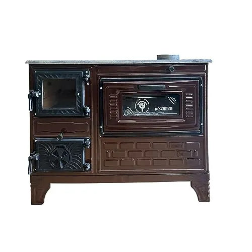 Cast Iron Stove with Oven - Brick Lined Fireplace - CastingFire