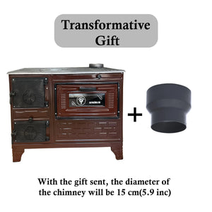 Cast Iron Stove with Oven Cast Iron Fireplace Brown - Casting Fire