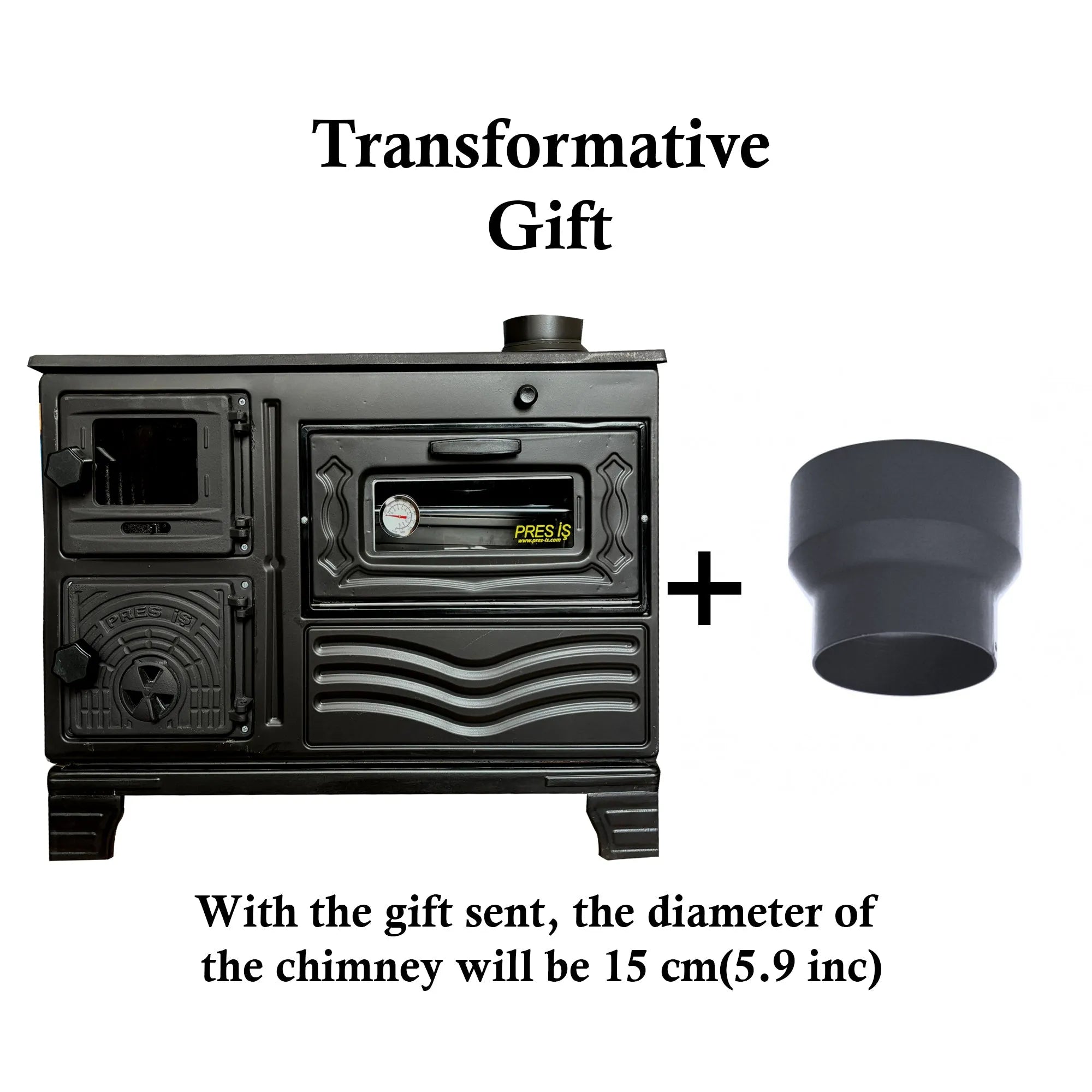 Cast Iron Wood Stove with Oven Black - CastingFire