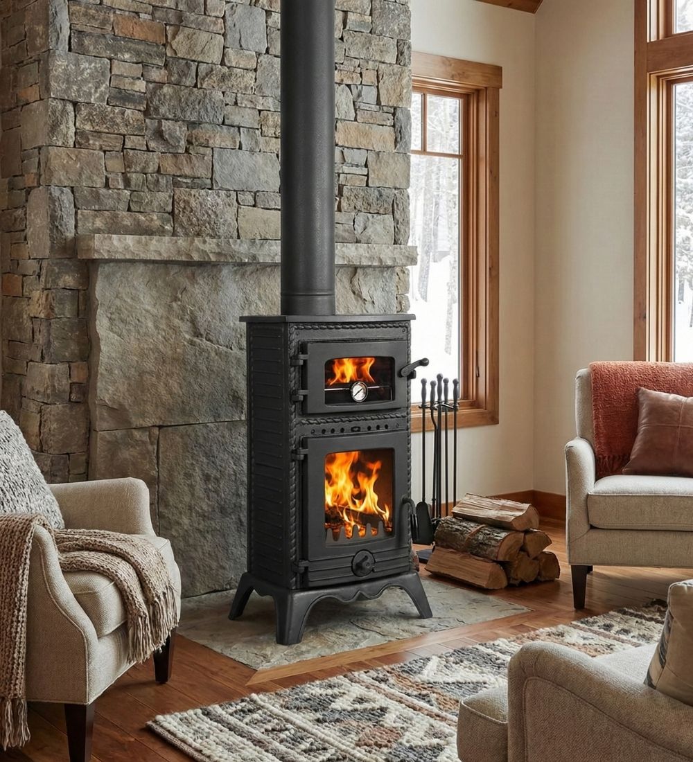Black Cast Iron Lux Retro Stove