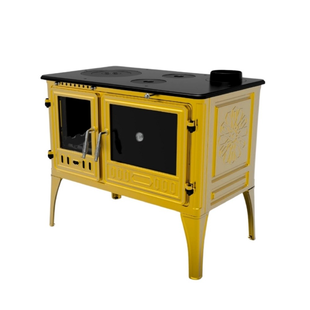 Cast Iron Vintage Stove Yellow