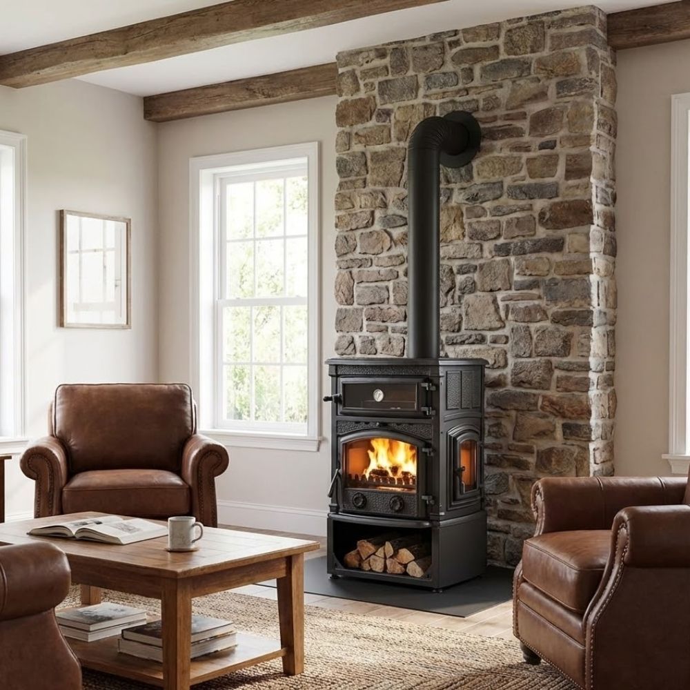 3 Glass Wood Burner Cast Iron Stove - CastingFire