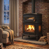 Burning Fireplace Cooker Wood Stove