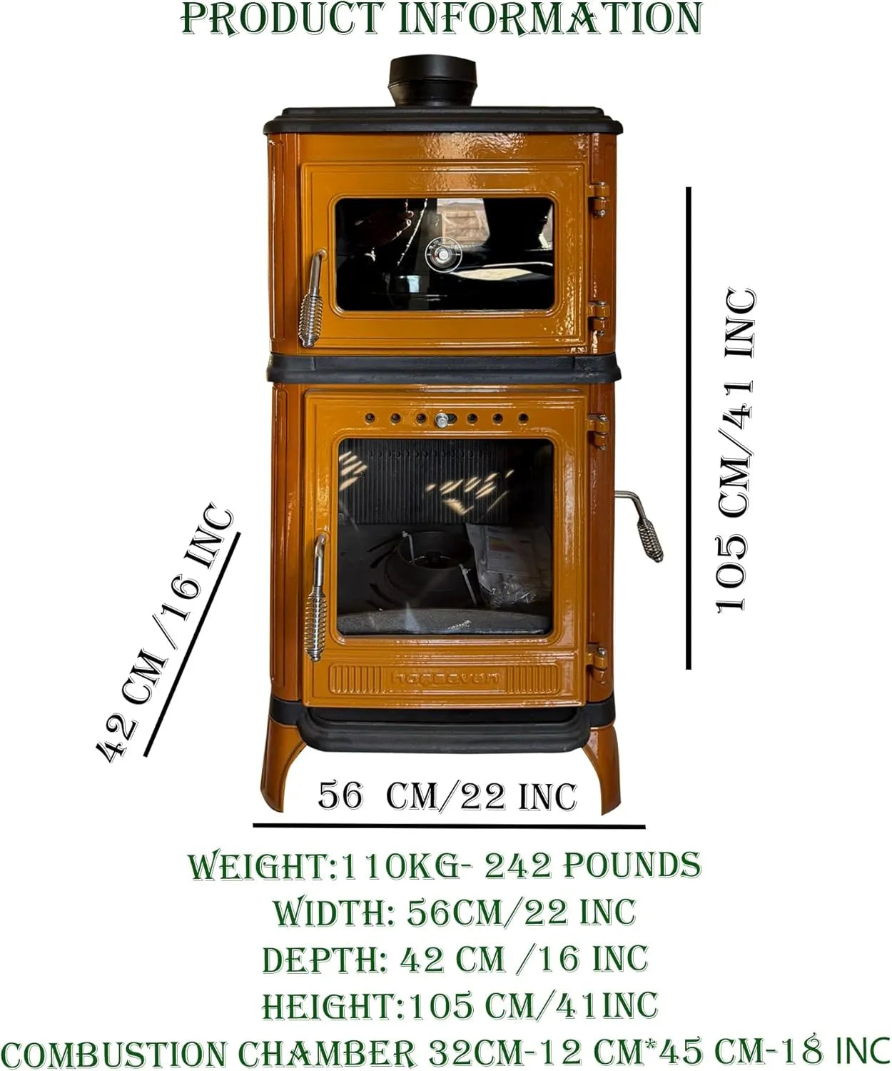 Colorful Cast Iron Wood Stove Pipe Set 3 Straight Pipes + 1 Elbow Pipe - TheCastingFire