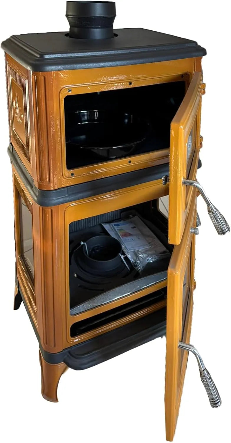 Colorful Cast Iron Wood Stove Pipe Set 3 Straight Pipes + 1 Elbow Pipe - TheCastingFire