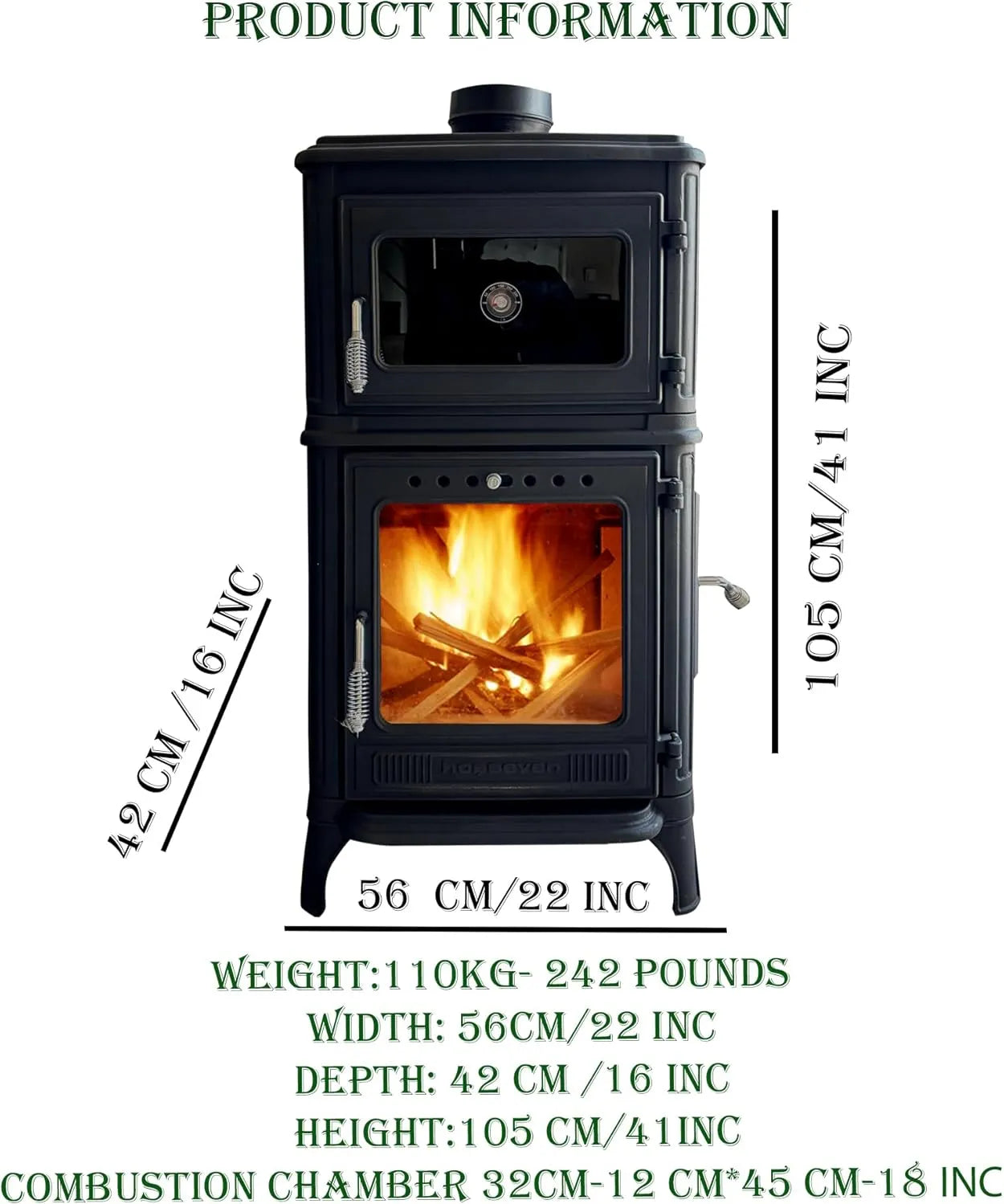 Colorful Cast Iron Wood Stove Pipe Set 3 Straight Pipes + 1 Elbow Pipe - TheCastingFire