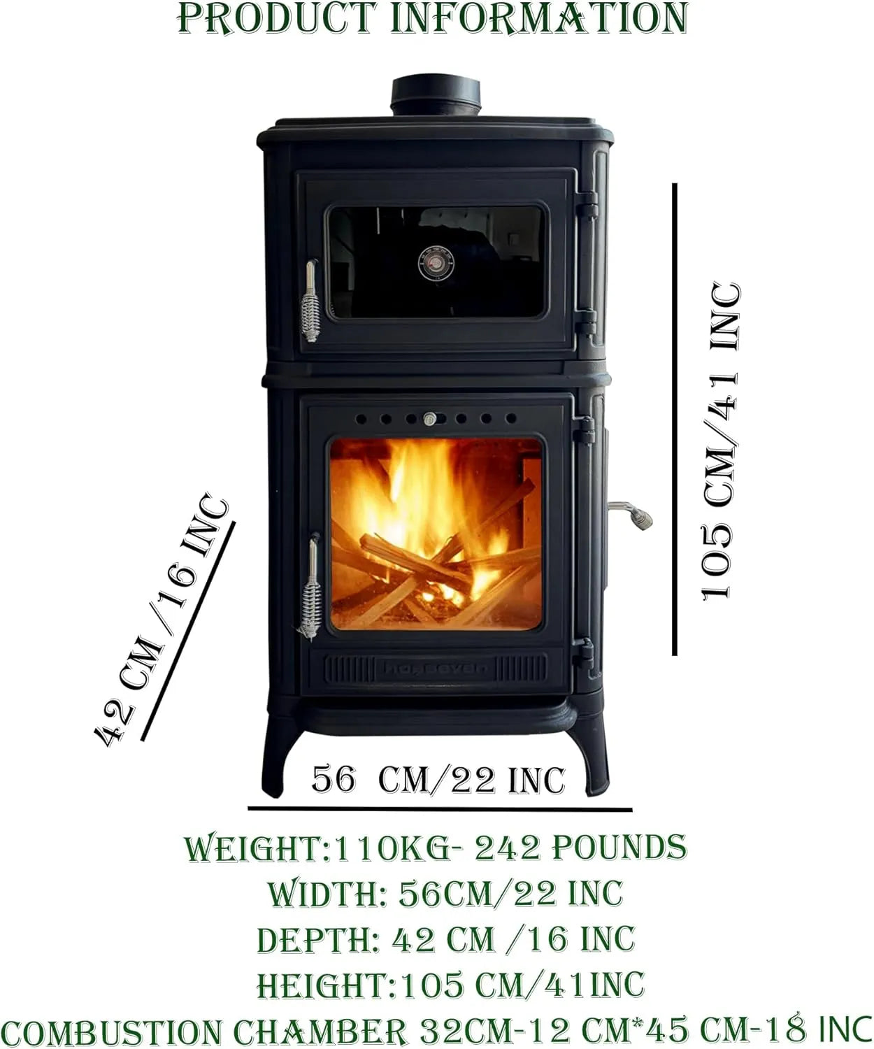 Colorful Cast Iron Wood Stove Pipe Set 3 Straight Pipes + 1 Elbow Pipe - TheCastingFire