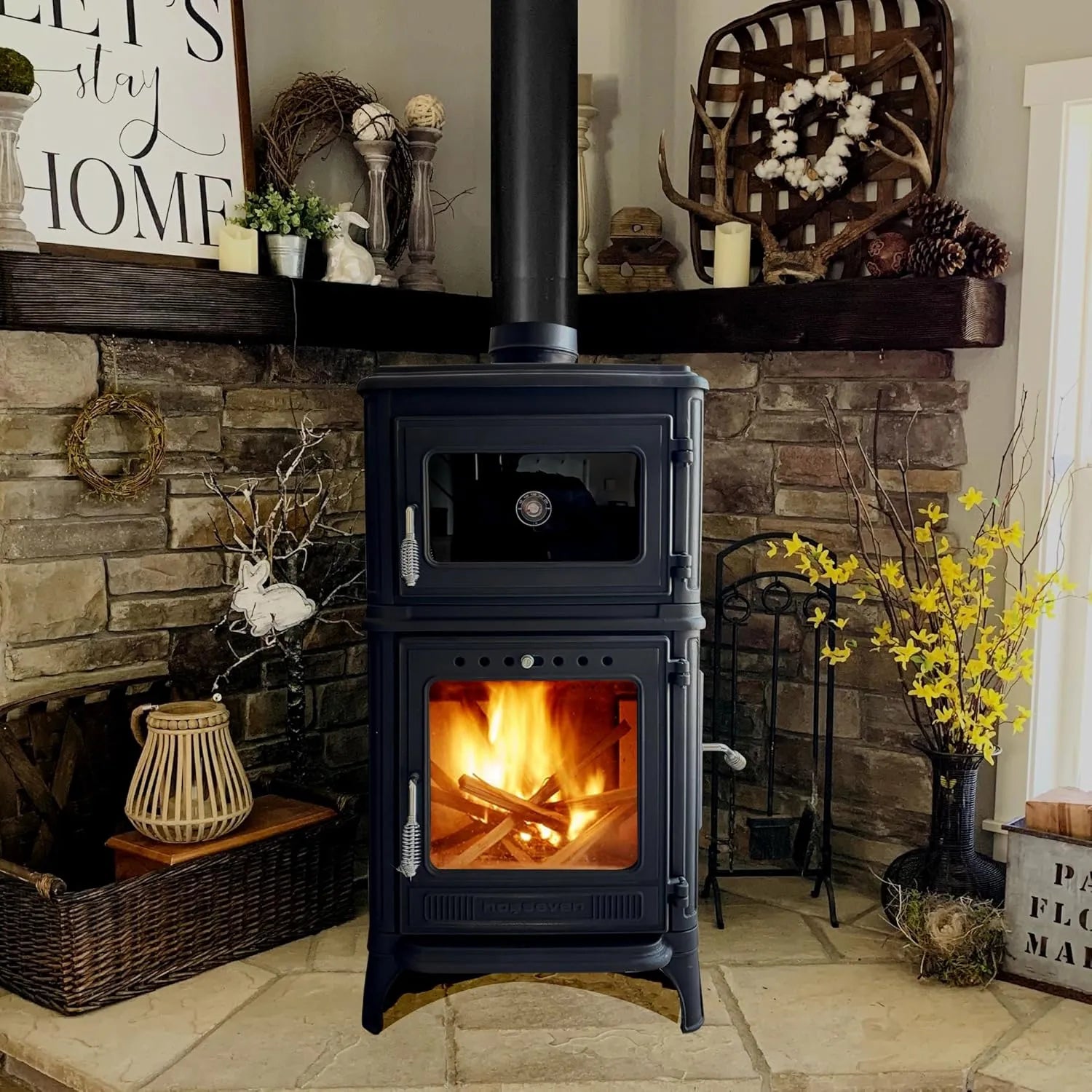 Colorful Cast Iron Wood Stove Pipe Set 3 Straight Pipes + 1 Elbow Pipe - TheCastingFire