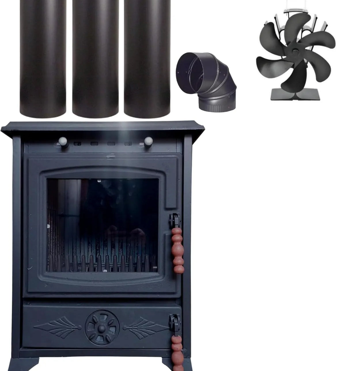 Colorful Cast Iron Wood Stove Pipe Set 3 Straight Pipes + 1 Elbow Pipe - TheCastingFire
