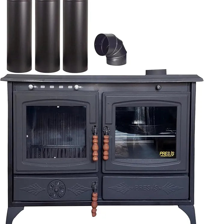 Colorful Cast Iron Wood Stove Pipe Set 3 Straight Pipes + 1 Elbow Pipe - TheCastingFire