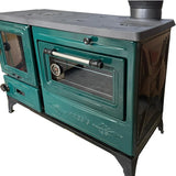 Green Cast Iron Wood Stove Pipe Set - 3 Straight Pipes + 1 Elbow Pipe - TheCastingFire