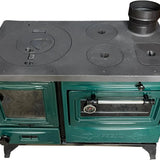 Green Cast Iron Wood Stove Pipe Set - 3 Straight Pipes + 1 Elbow Pipe - TheCastingFire