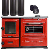 Colorful Red Cast Iron Wood Stove Pipe Set - 3 Straight Pipes + 1 Elbow Pipe - TheCastingFire