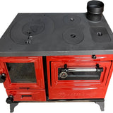 Colorful Red Cast Iron Wood Stove Pipe Set - 3 Straight Pipes + 1 Elbow Pipe - TheCastingFire